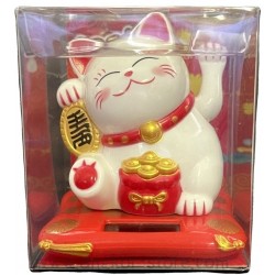 CHAT DECORATION SOLAIRE BLANC