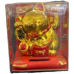 CHAT DECORATION SOLAIRE OR