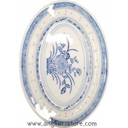 PLAT OVAL BLEU 25.20 X 18...